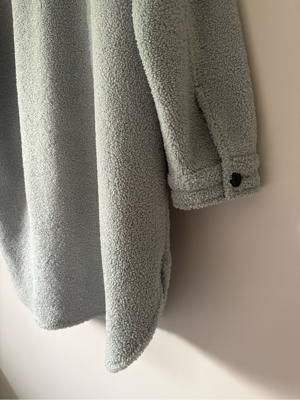 Part Two Copenhagen Light Blue/Grey Teddy Fleece Long Shacket Coat- Size 42 - Picture 7 of 8